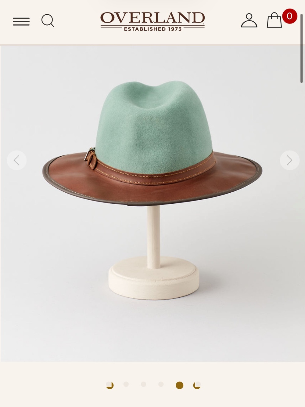 Overland Mint Green Wool Felt Safari Hat with Brown Leather Brim
